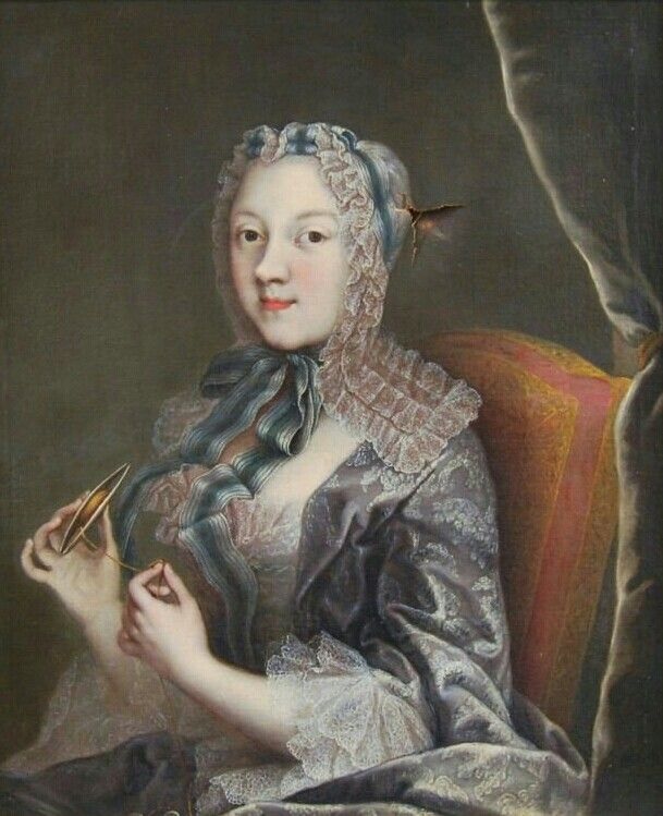 18th-century aristocratic woman tatting lace – history of tatting